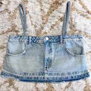 Zara Light Blue Denim Spaghetti Strap Top